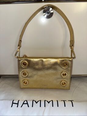 Hammitt Montana Clutch Sml in Gala Gold with Hammered Gold Rivets
